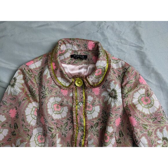 Etcetera Blazer Pink Floral Victorian Baroque Bohemian Jacket Womens Size 4 - Picture 2 of 16